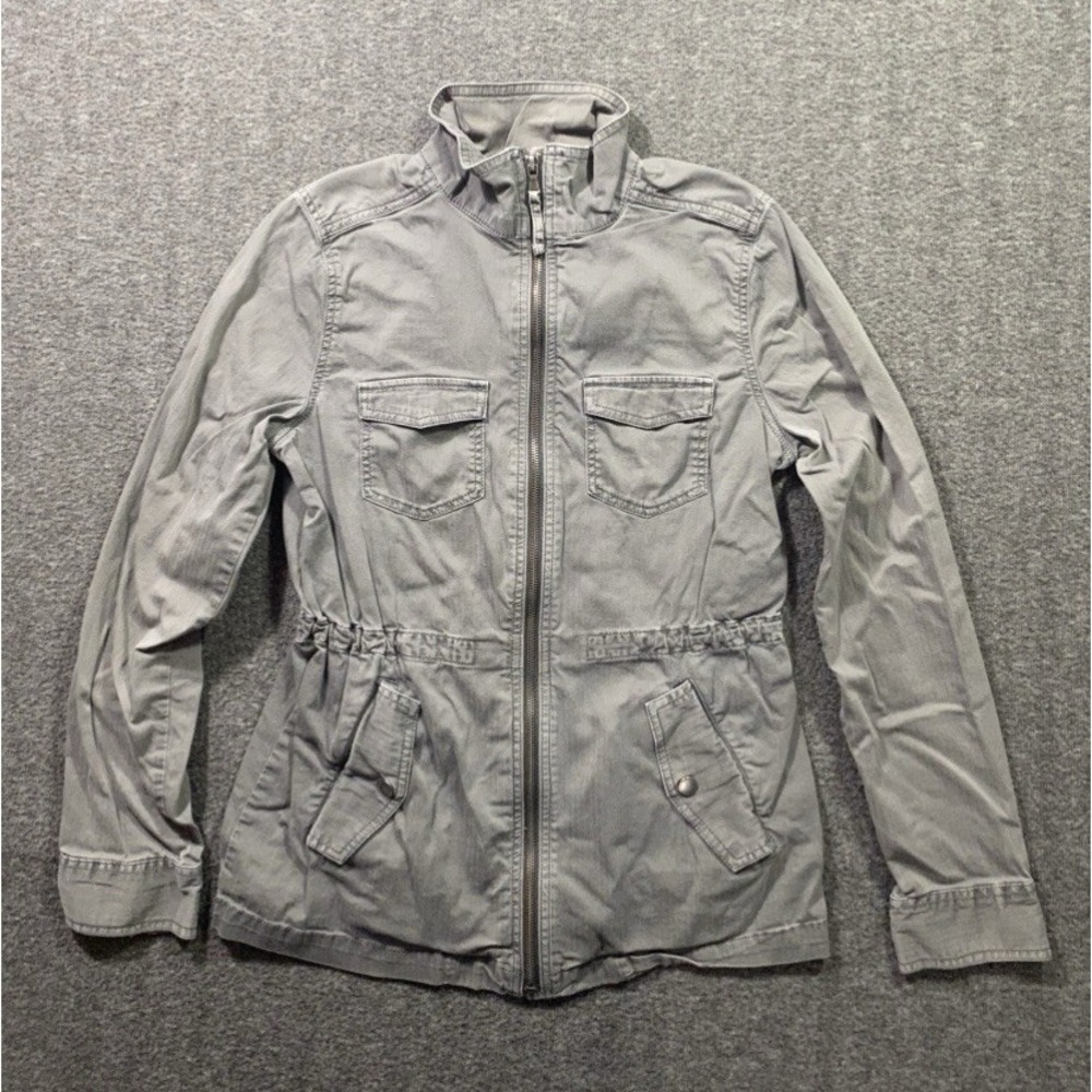 Sonoma Goods For Life Jacket Womens Gray Utility Military Zip Pockets Size S